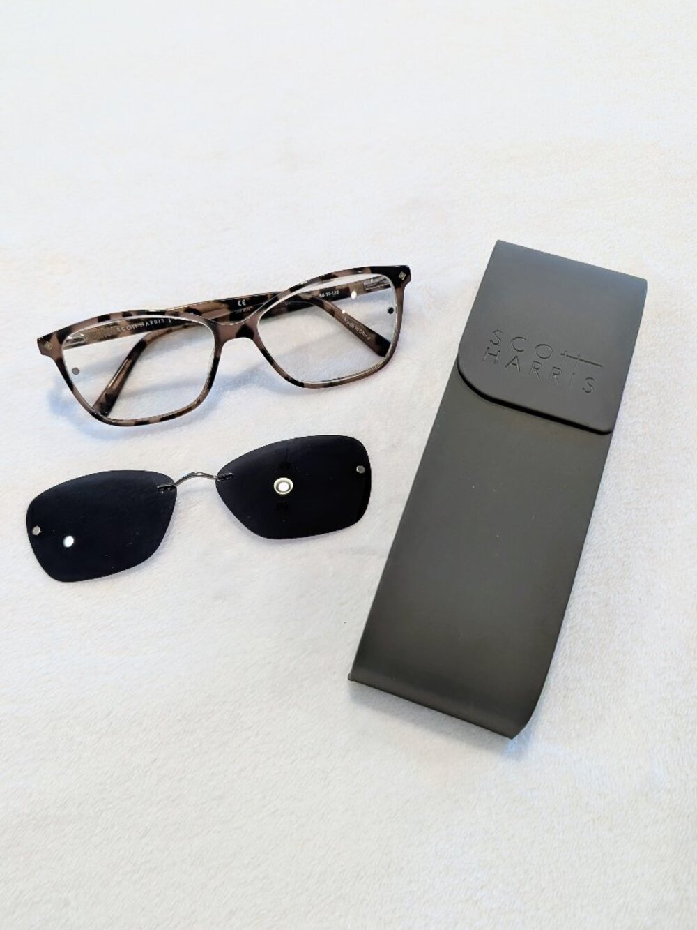 SCOTT HARRIS Europa SH-502 Eyeglasses & Magnetic Sunglasses Snap On & Hard Case